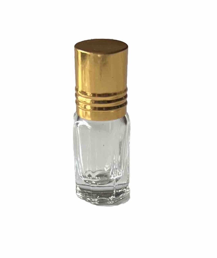 3 PC Empty 3 ml Refillable Glass Attar Perfume Bottle W/Gold Cap