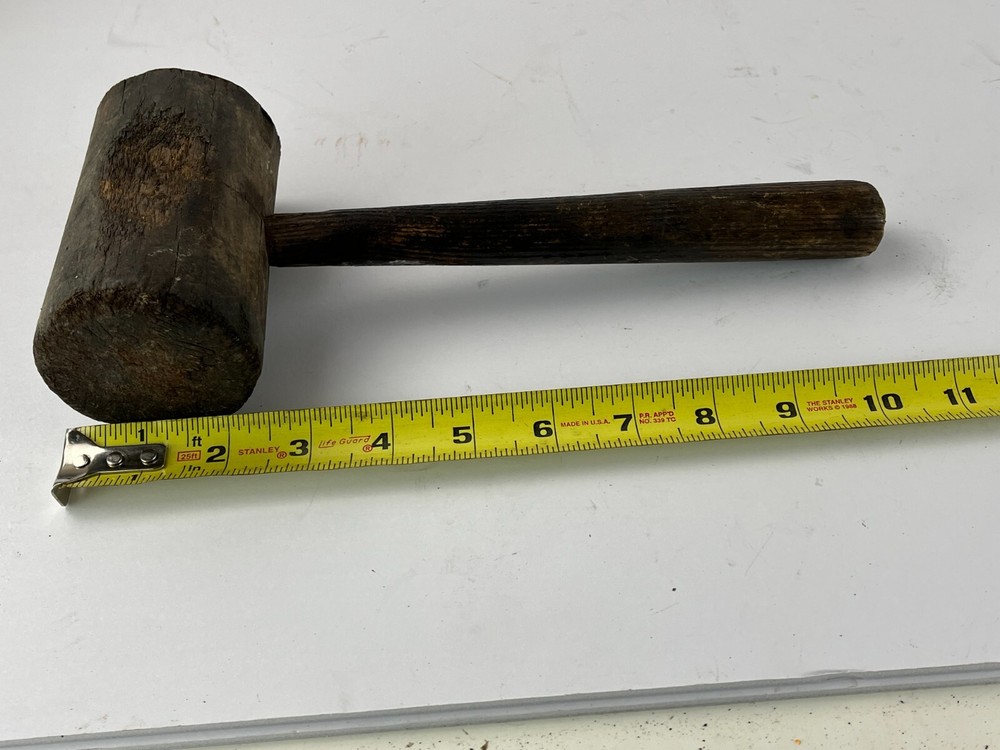 Antique Wood Handle Mallet Handle Primitive 5 x 10"
