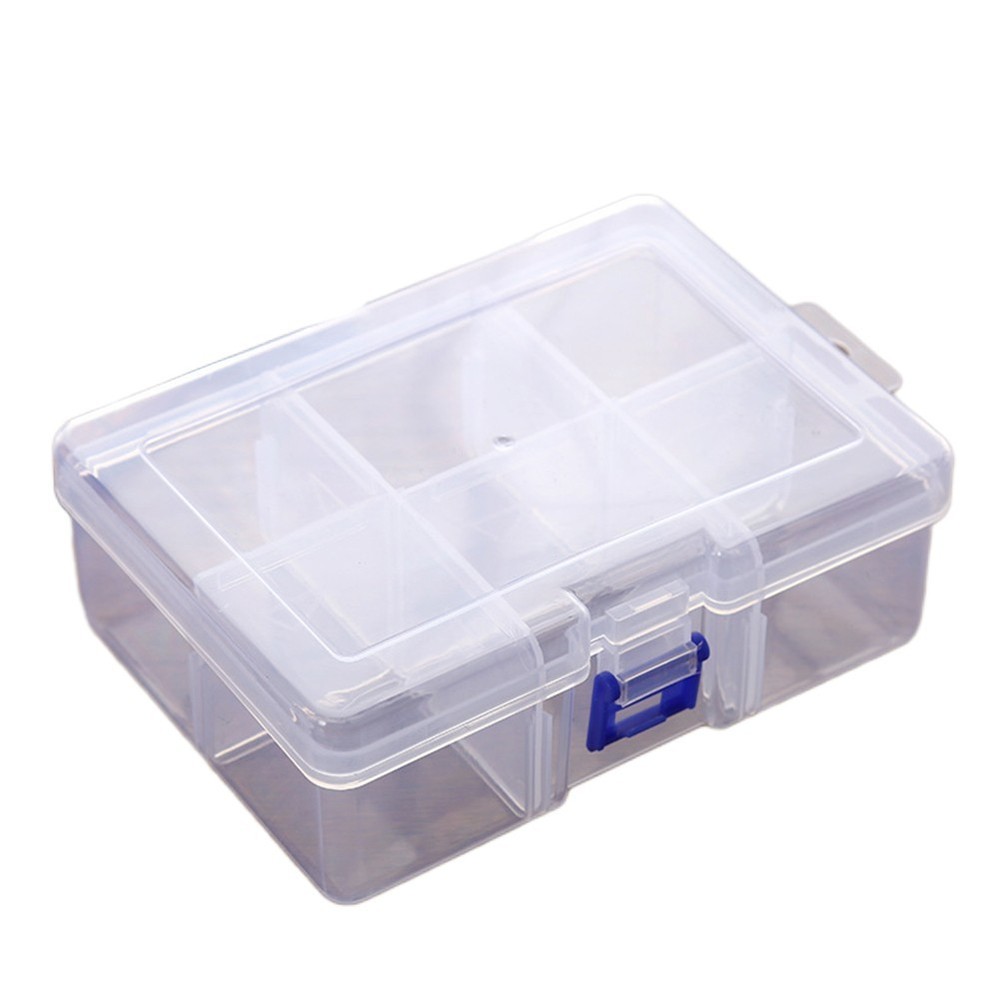 Secure Lockable Plastic Organizer Case with 6 Grids for Small Accessories