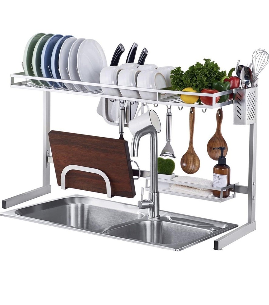 IstBoom expandable over the sink dish drying rack-silver