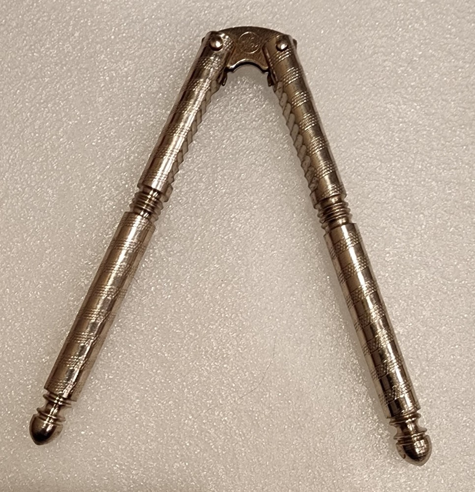Vintage HMQ 5" Silver Toned Metal Shell Nut Cracker Tool