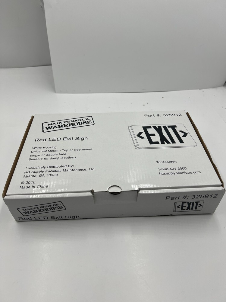 Maintenance Warehouse Red LED Exit Sign Single/Double Face 325912, 43867-2018-01