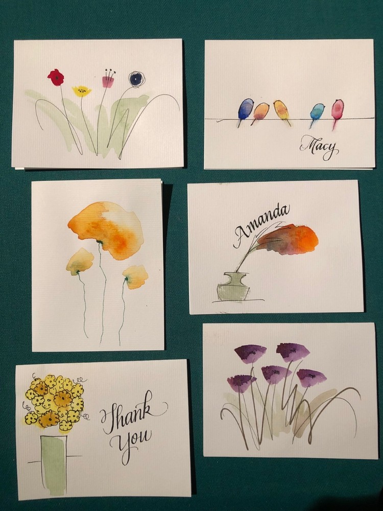Hand painted AND hand personalized note cards. Each done separately not printed