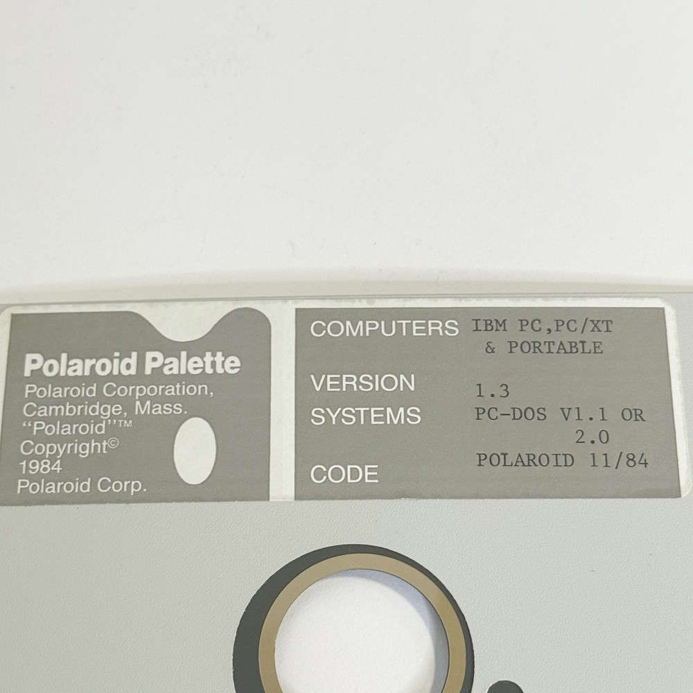 Polaroid Palette IBM PC XT Image Recording System Software 5.25 Disk Vintage