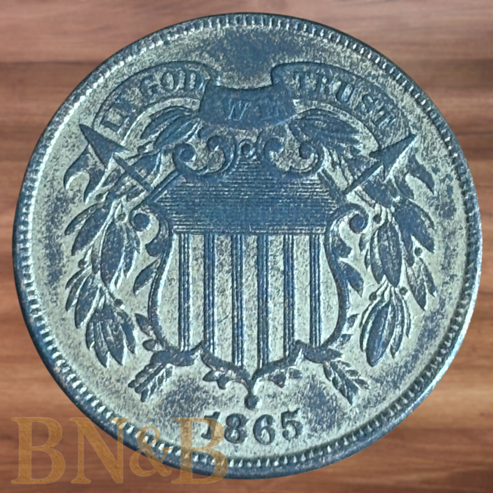 1865 Two Cent Piece, Fancy 5, AU #C510