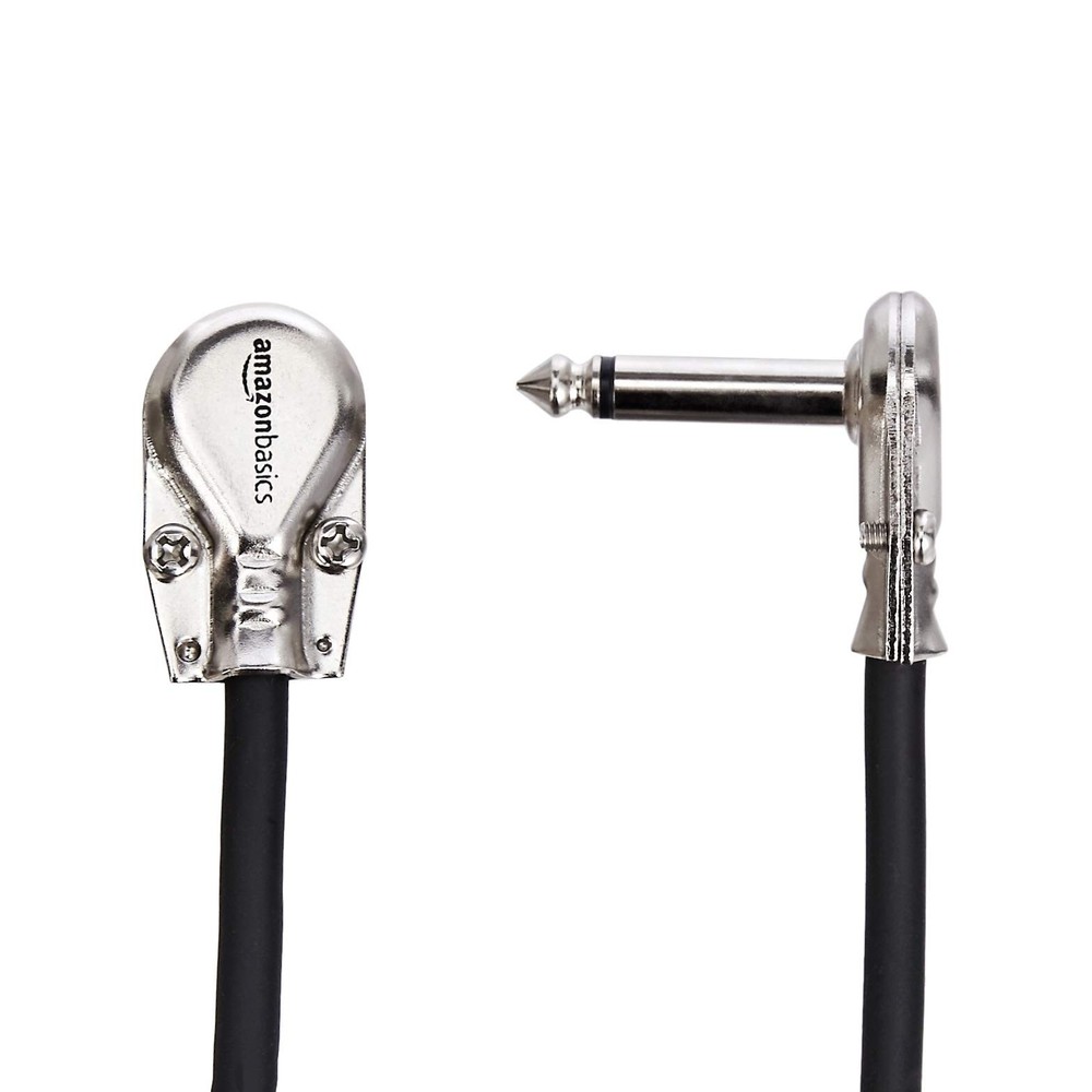 Amazon Basics 1/4 Inch Right-Angle Guitar Patch Cable for Pedal 6 in, Black