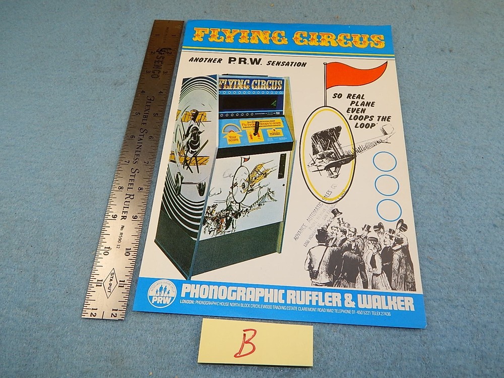 1969 Alca FLYING CIRCUS arcade game advertising flyer