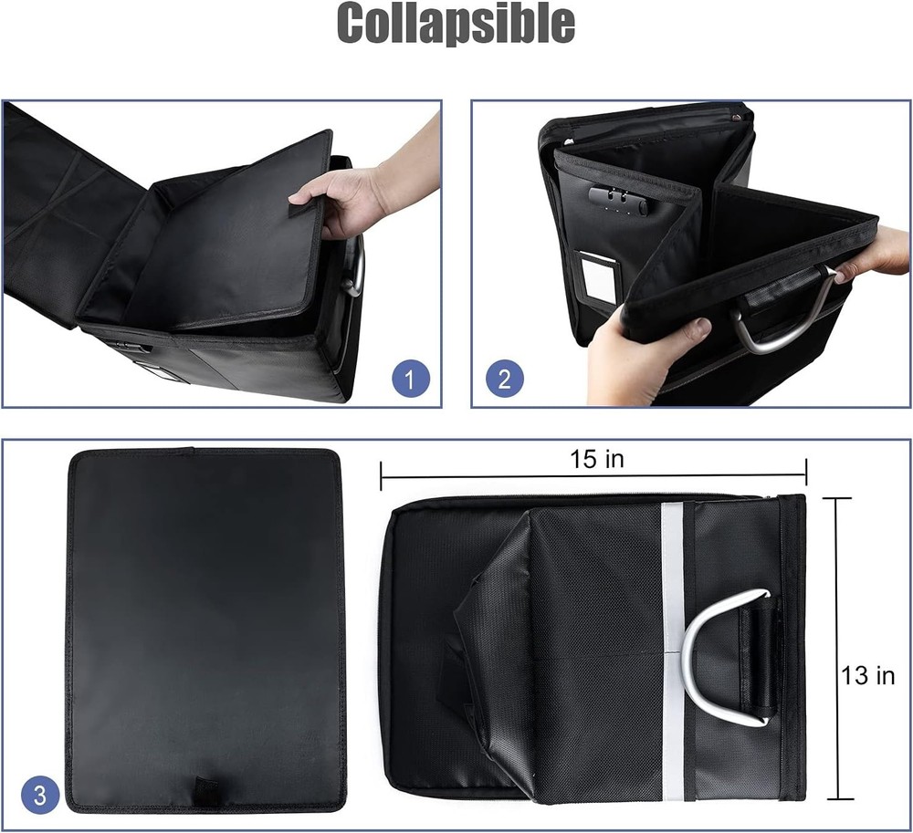 Portable Fireproof File Folder Box with Lock for Legal & Letter Size Documents
