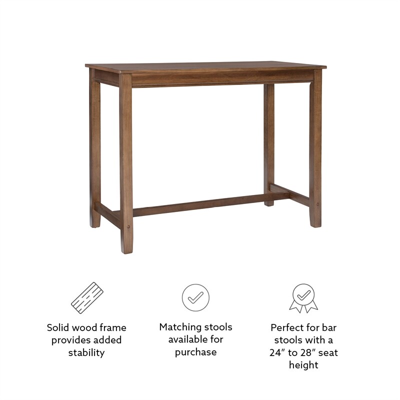 Linon Claridge 36" Wood Counter Height Pub Table in Rustic Brown