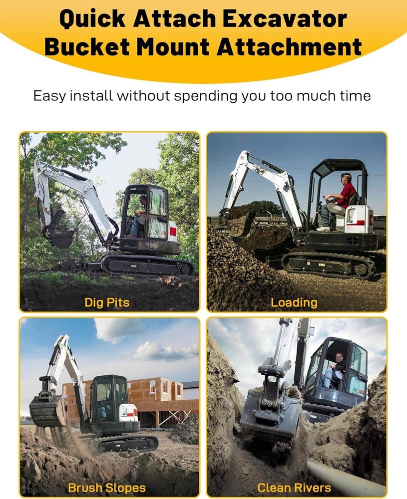 Universal Quick Attach Coupler Excavator Bucket For Bobcat E series 334 337 341