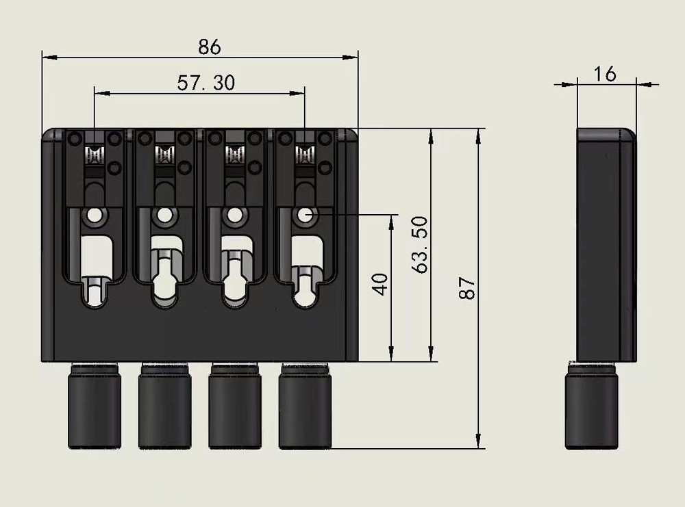 4 String Headless Bass Bridge and Bridge String Lock, Slightly Adjustable Str...
