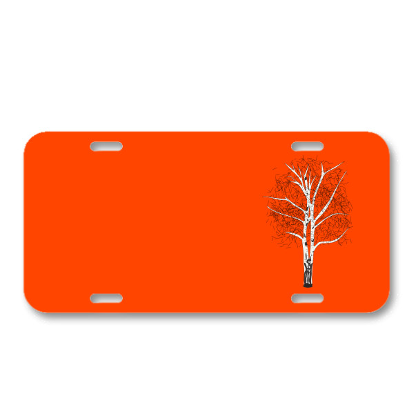 Birch Tree Plant Trunk Branches On License Plate Car Front Add Names
