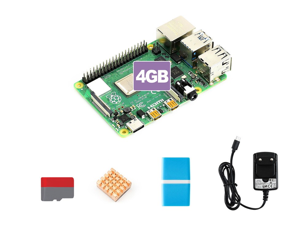 Raspberry Pi 4 Model B Starter Kit Micro SD Card Waveshare accessory Heat Sink