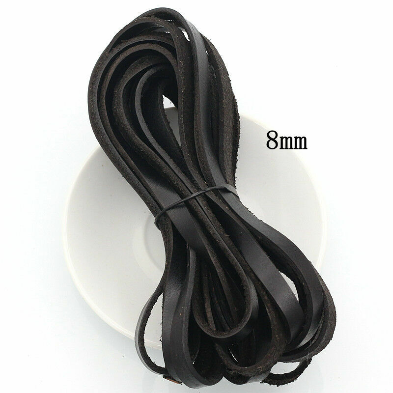 5M Flat Real Genuine Leather Rope Cord Strap String First Layer Cowhide DIY Home