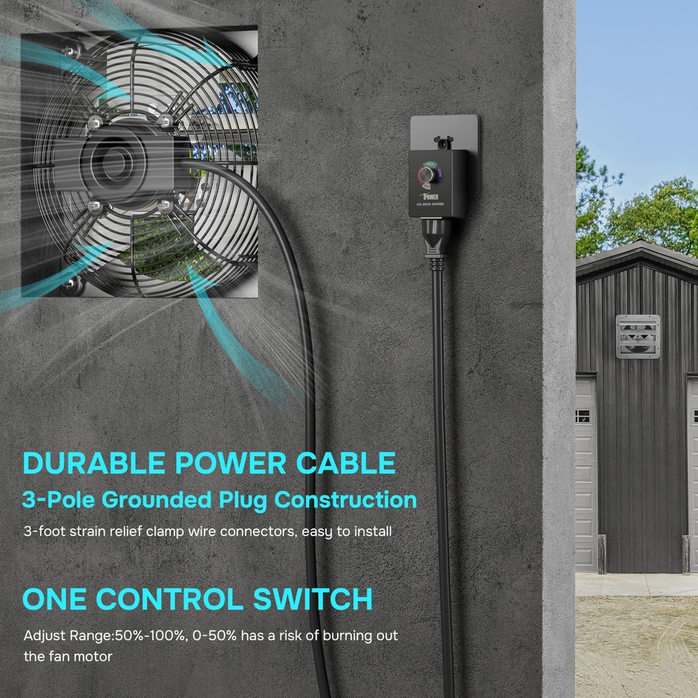 Shutter Exhaust Fan 14“Aluminum High Speed Wall Mounted Speed Controller Power C