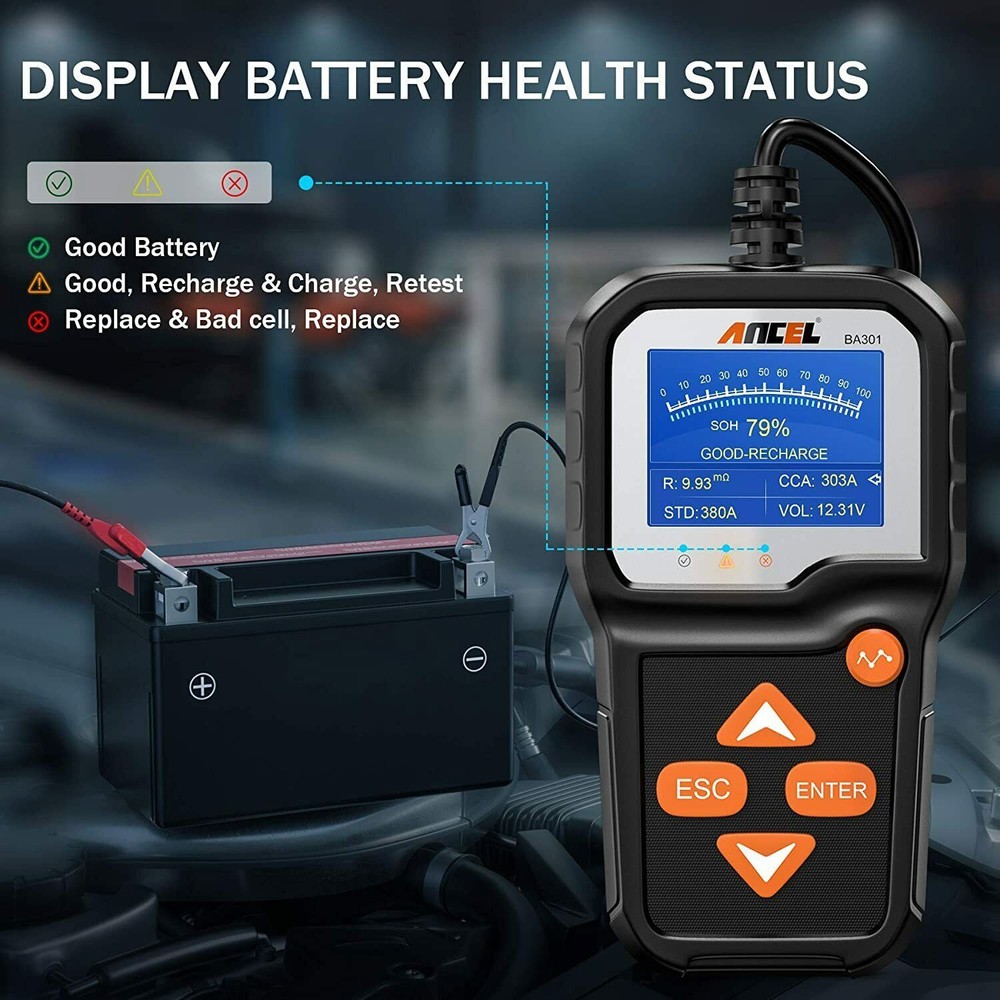 ANCEL BA301 Car Battery Tester 6V 12V Load Tester Charging System Analyzer