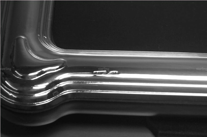 Elegant Art Deco Photo Frame Solid 925 Sterling Silver Mahogany Back(V1)