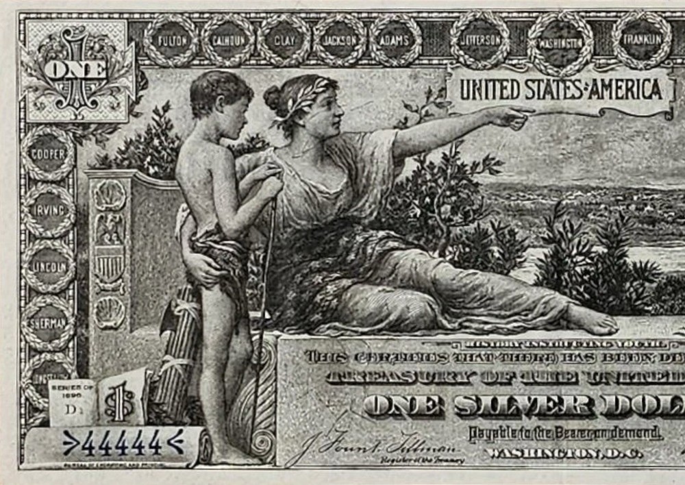 1896 $1 🇺🇸 EXAMPLE ( Silver Certificate Educational Note) Solid Number 4’s EPQ