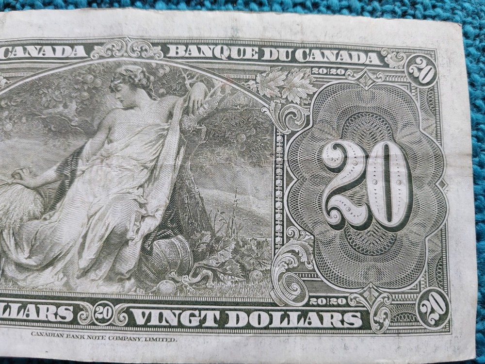 1937 Canada 20 Dollars Bill Great Condition!