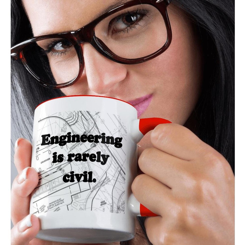 3dRose Engineering is Rarely Civil Mug, 11 oz, Red
