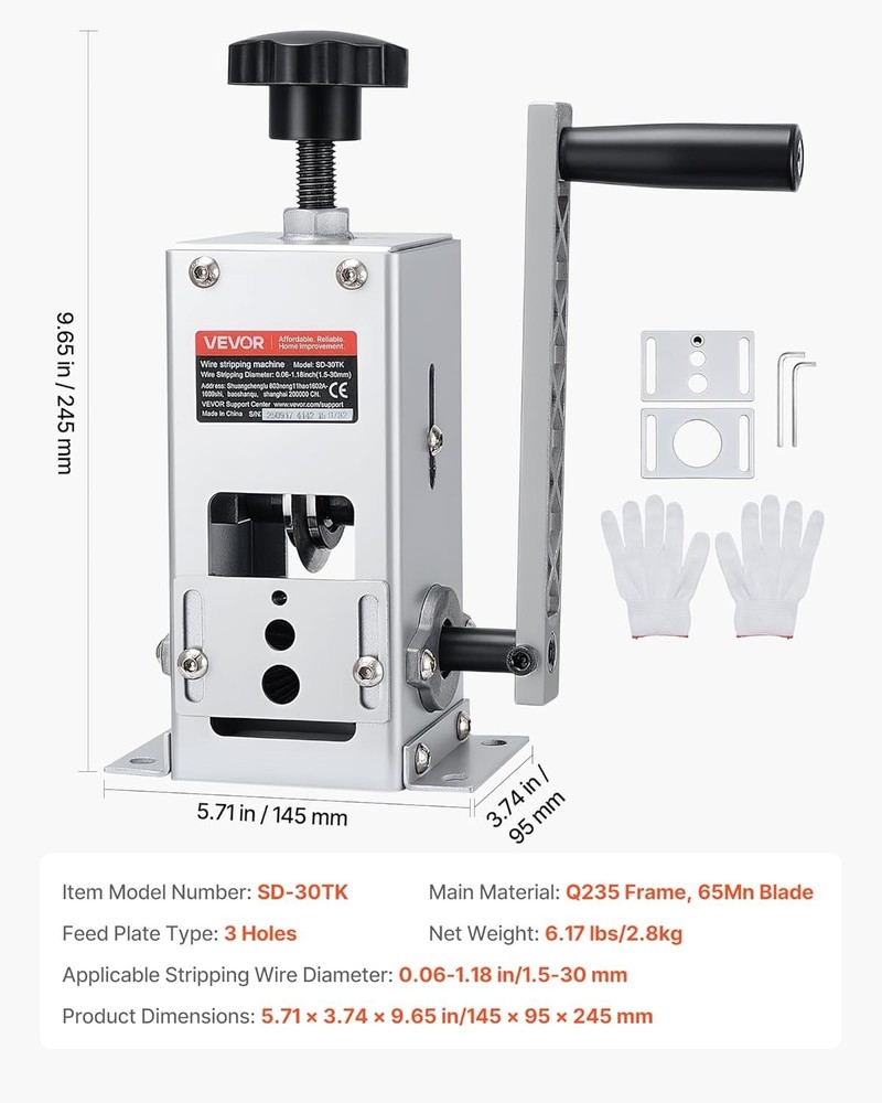 Manual Wire Stripper Machine, 0.06-1.18 in, Copper Cable Stripper Tool, Hand ...