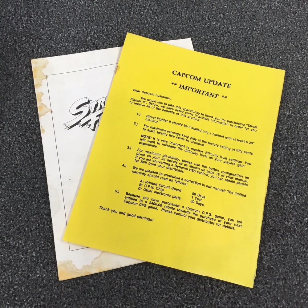 Capcom Street Fighter 2 Arcade Game KIT Instruction Manual