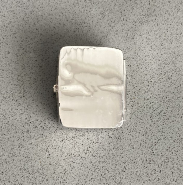 Vintage Engraved Sterling Silver Rectangle Pill Box