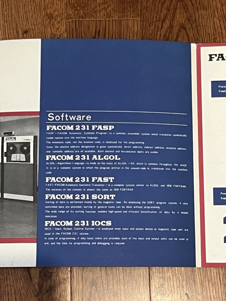 FACOM 231 FUJITSU AUTOMATIC COMPUTER DATA PROCESSING SYSTEM TOKYO JAPAN BROCHURE