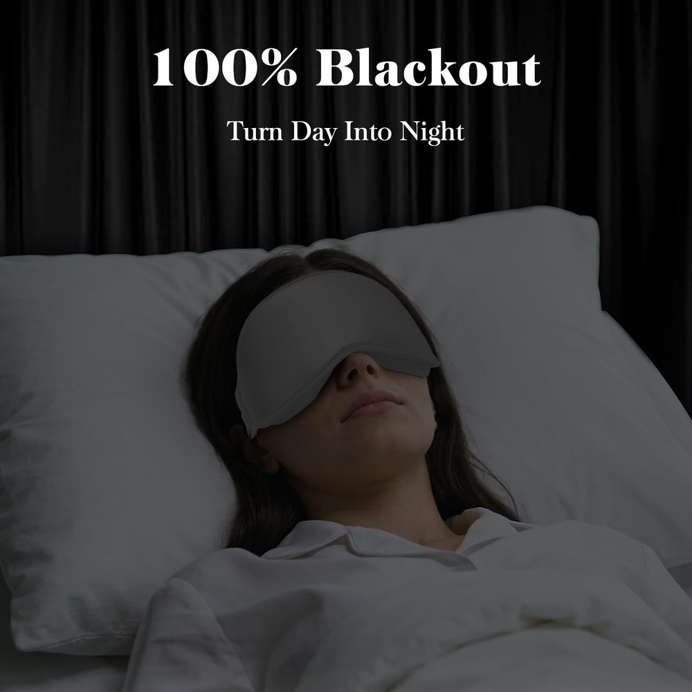 Adjustable Grey Sleep Mask | Soft Blackout Eye Cover for Comfortable Rest