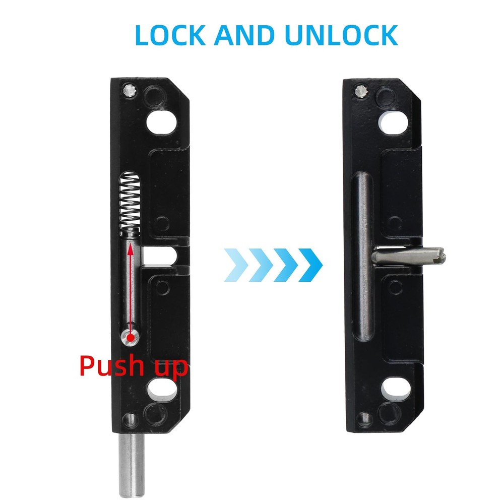 FarBoat 2 Pcs Spring Loaded Latch, Barrel Bolt Latch Black