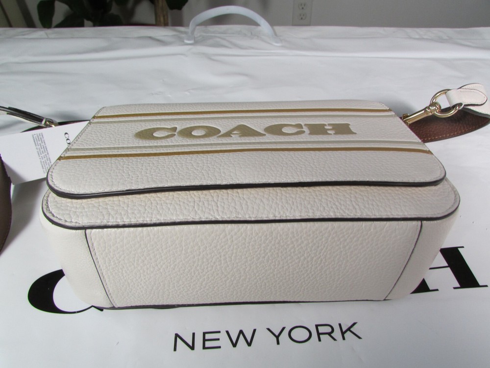 NWT Coach Leather Logan Messenger With Coach Stripe CH247 Chalk Multi