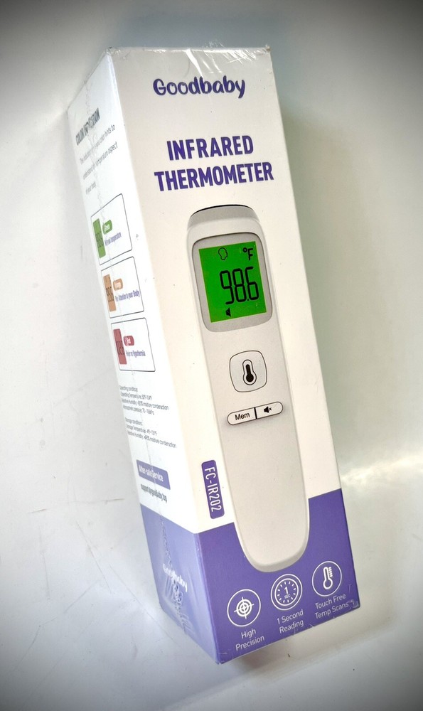 Forehead Infrared Thermometer Baby & Adults LCD Display & Memory Function White
