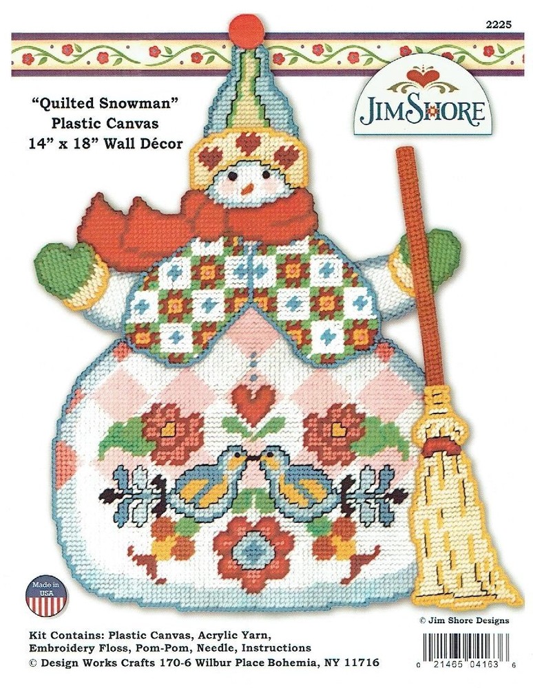 QUILTED SNOWMAN WALL HANGING  plastic canvas  PATTERN (#TF0527)