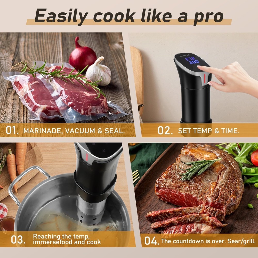 Sous Vide Cooker with APP Control,1100W Precision Sous Vide Machine with Digi...