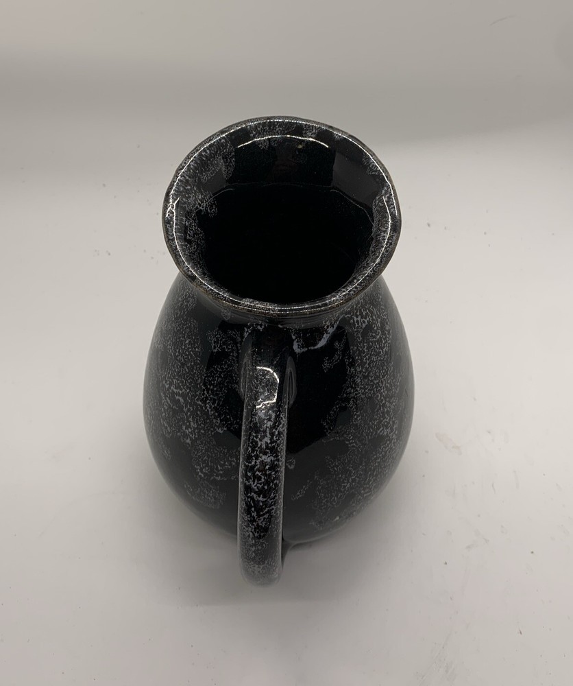 MCM Water Pitcher Dripware Black With White, Marked USA 9020