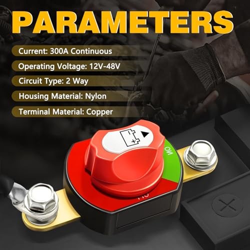 Side Post Battery Disconnect Switch 12V-48V 300A Battery Power Isolator Cut
