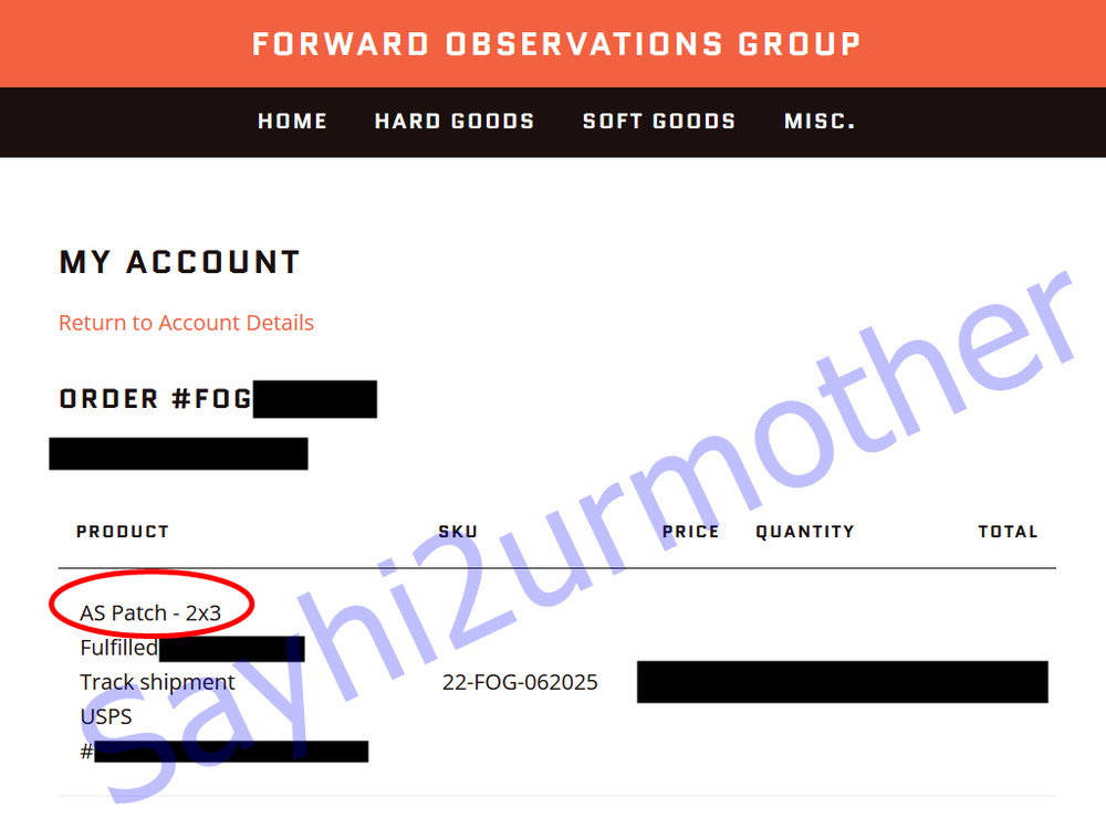 FORWARD OBSERVATIONS GROUP AMERICAN SPIRIT DRONE PATCH AUTHENTIC FOG