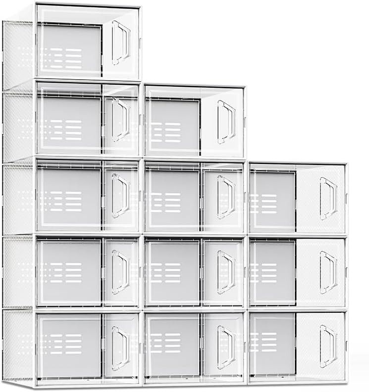 X-Large Shoe Storage Box Fit Size 11 Clear Plastic Stackable Shoe Organizer
