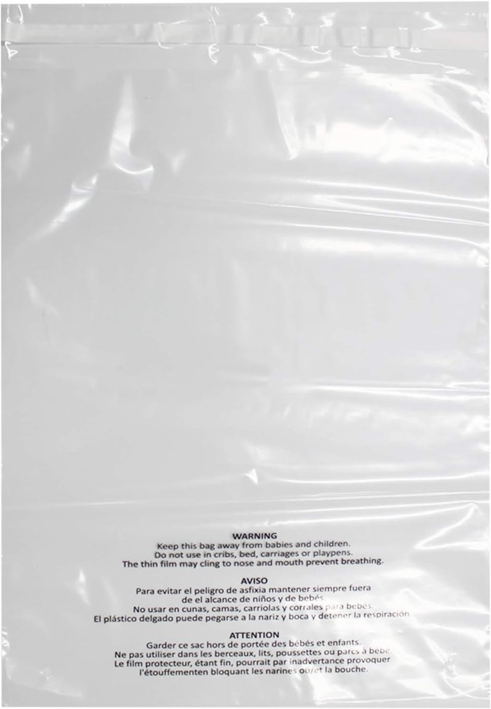 300 Count 9x12 Clear Self-Seal Poly Bags with Suffocation Warning - Durable, ...