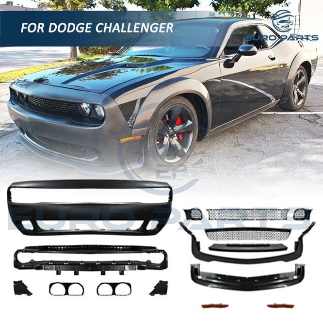 Fit 2008-2014 Dodge Challenger Front Bumper Cover Conversion With Grille - PP