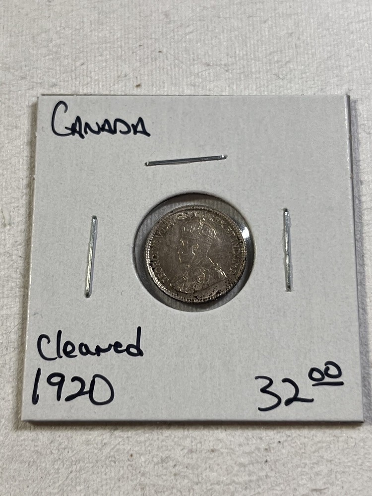 1920 Canada 5 Cents Small Silver Coin Cleaned