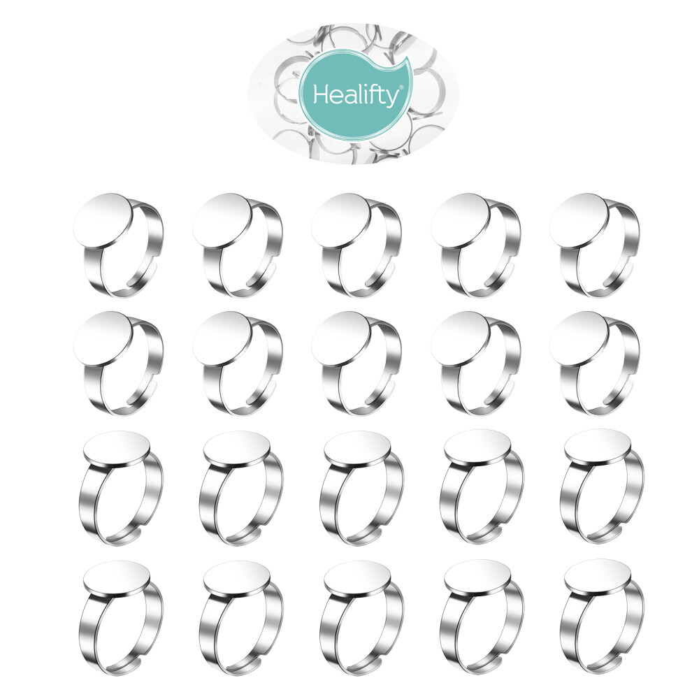 20 Pcs Adjustable Finger Rings Settings Bases with Blanks for Making Rings