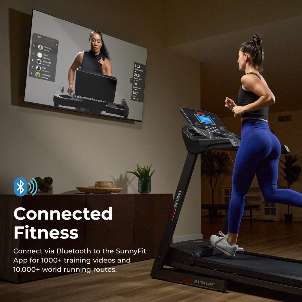 New Bluetooth Shock Absorption Treadmill with Auto Incline Foldable Pulse Sensor