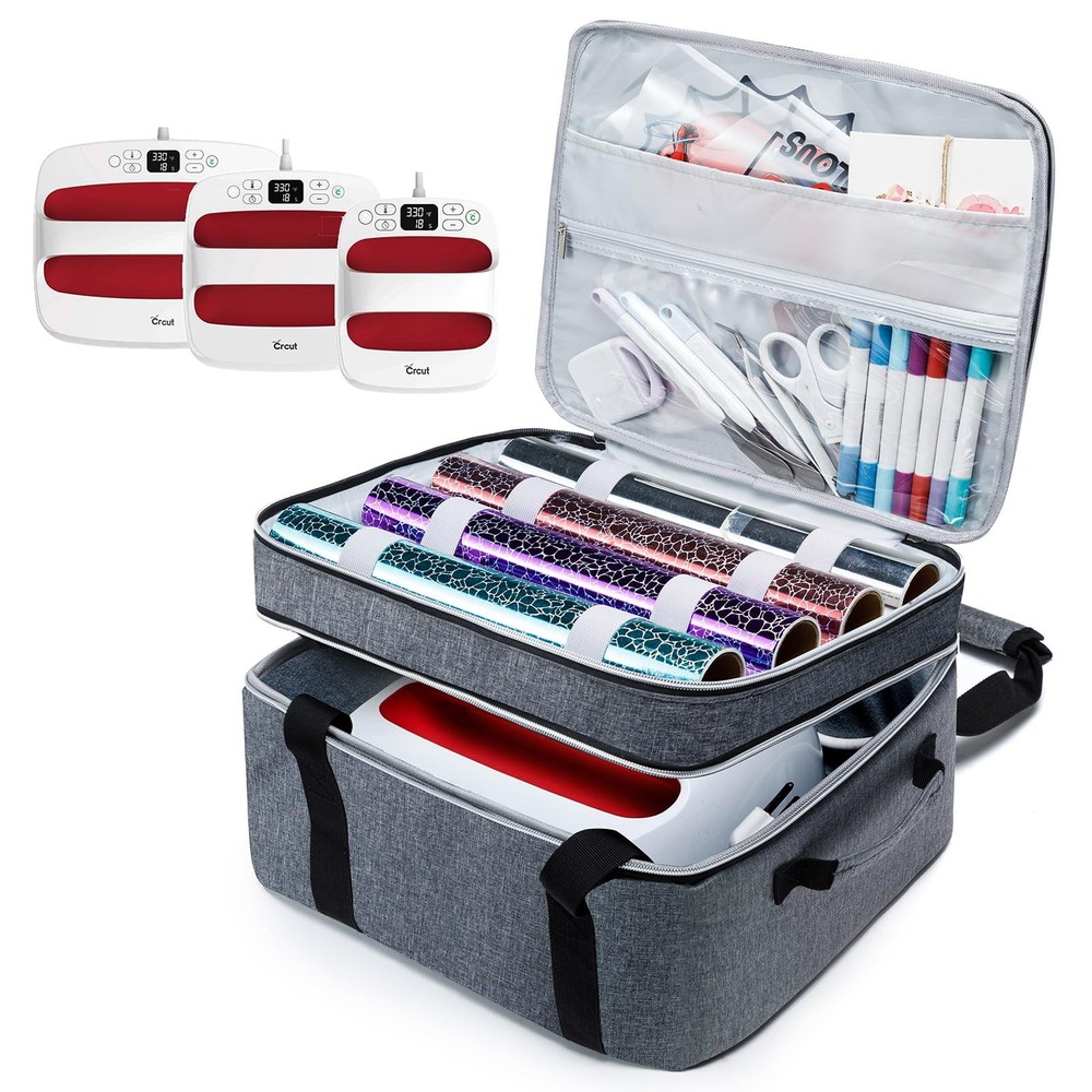 Double-Layer Carrying Case Compatible with Crict EasyPress 2 12"x10" and 9"x9...