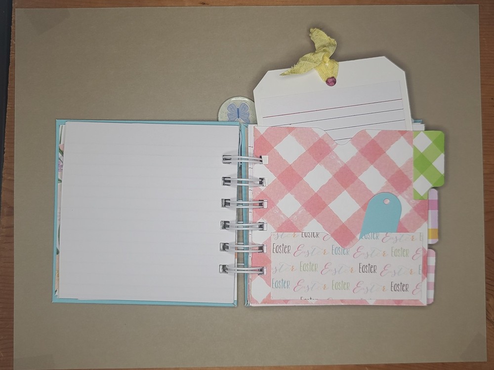 Little cinched journal notebook, Easter, handmade