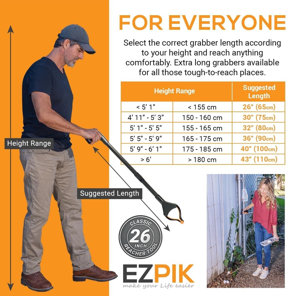 Dependable 26” Trash Picker Upper with Foldable Design - Ideal for Mobility Aids