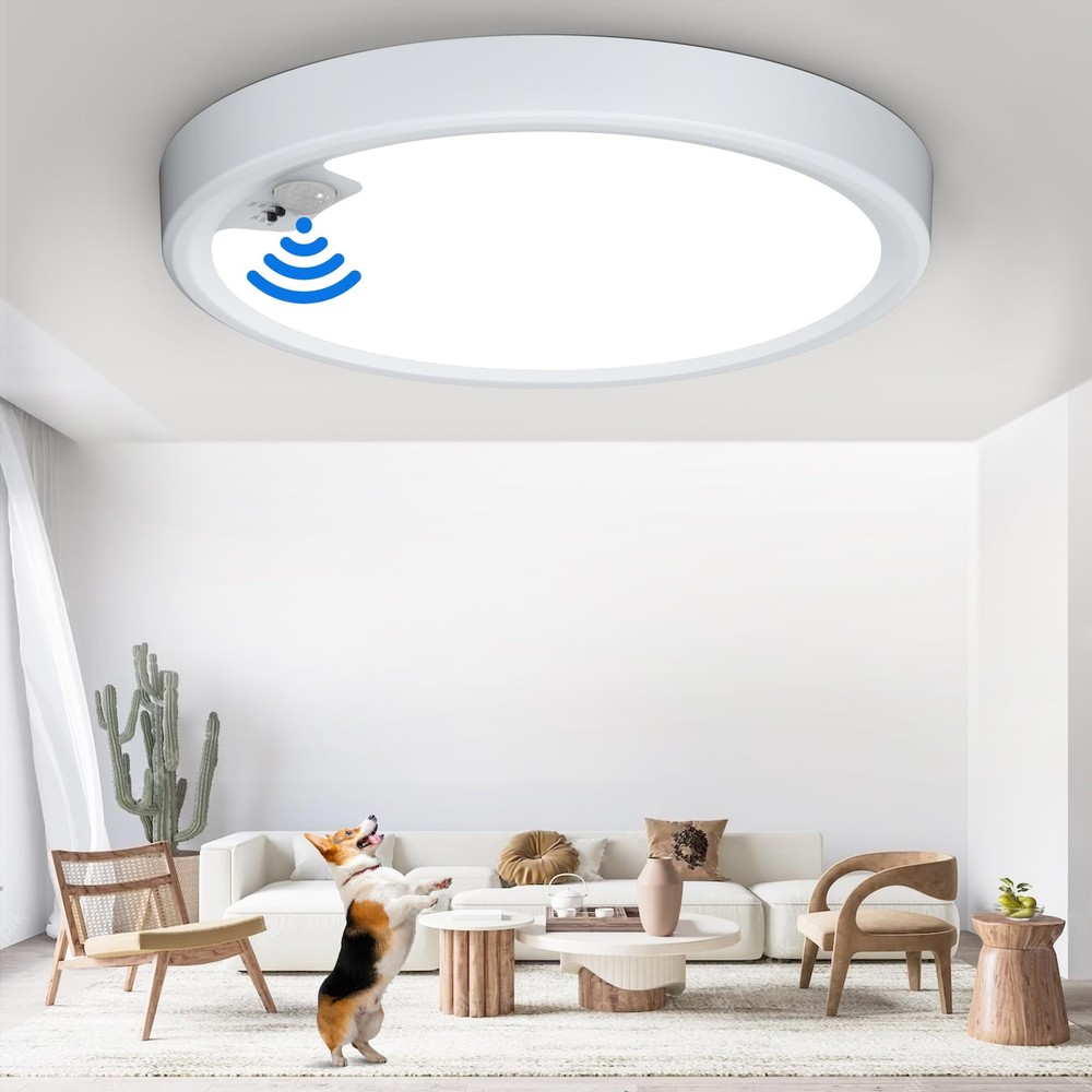 Motion Sensor Ceiling Light Wired, LED Flush Mount Ceiling Light Fixture 18W/...