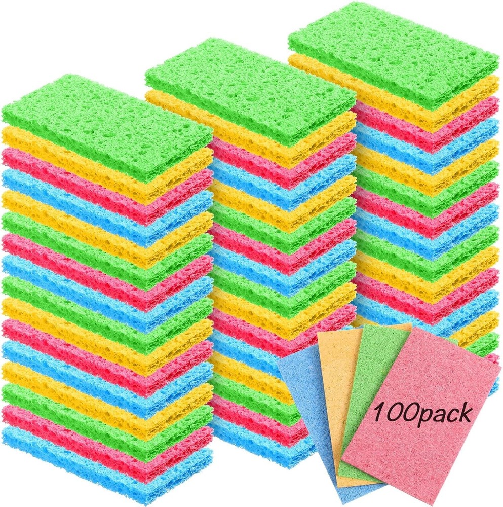 100 Bulk Kitchen Sponges Multicolor Pack
