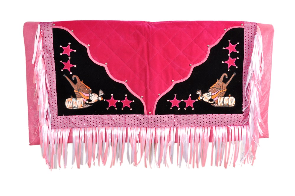 Western Barrel Show Rodeo Style Saddle Pad With Matching Fringes-Barrel Racing