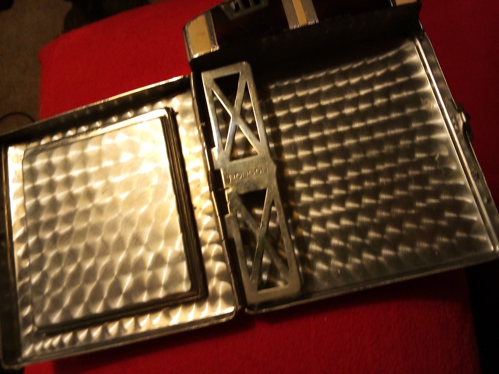 1930s Deco Ronson Cigarette Case Lighter Compact